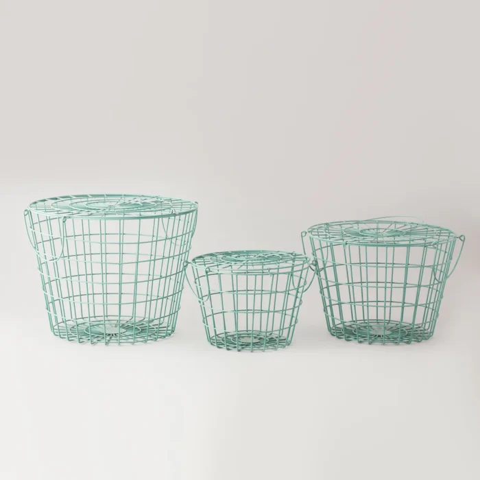Green iron basket - set of 3 - Image 2