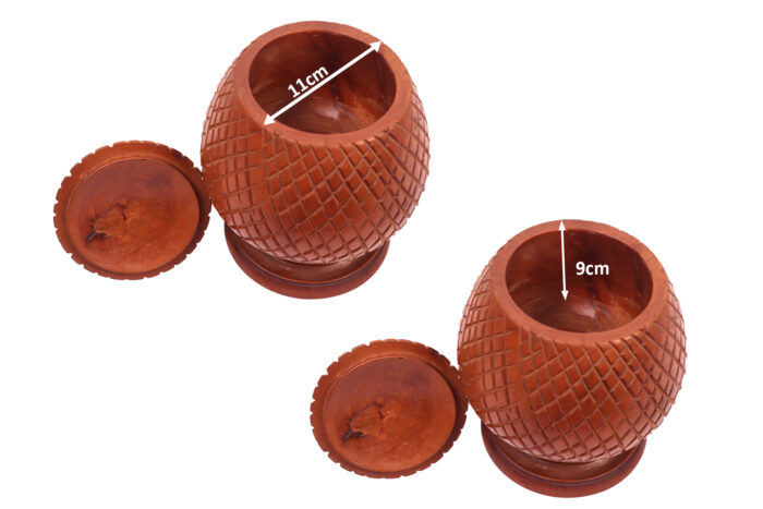 Handcrafted Wooden Decorative Snake Fruit Jar | 11.5 Inch Height | Glossy Finish | Premium Carved Storage Container for Kitchen & Gifting - Image 3
