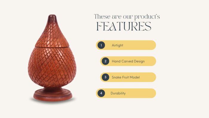 Handcrafted Wooden Decorative Snake Fruit Jar | 11.5 Inch Height | Glossy Finish | Premium Carved Storage Container for Kitchen & Gifting - Image 4