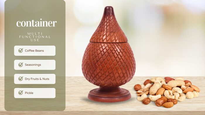 Handcrafted Wooden Decorative Snake Fruit Jar | 11.5 Inch Height | Glossy Finish | Premium Carved Storage Container for Kitchen & Gifting - Image 5