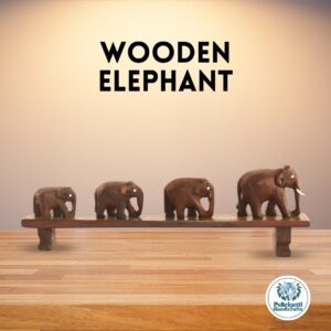 Wooden Elephant Family on Stand