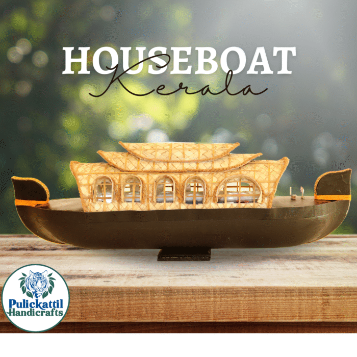 Handcrafted Wooden Kerala Houseboat Showpiece | Perfect Finish | Height 6 | Traditional Kettuvallam Model for Office Table, Home Décor & Gifting