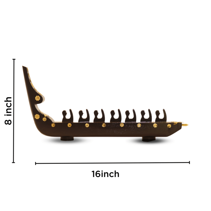 Handcrafted Wooden Snake Boat Showpiece | Glossy Finish | Decorative Vallam Model for Office Table, Home Décor & Mementos - Image 3