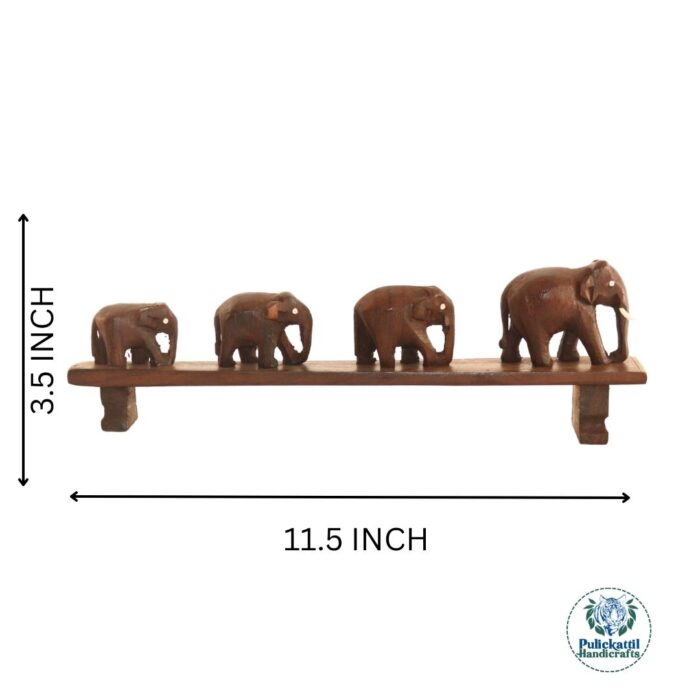 Wooden Elephant Family on Stand - Image 2