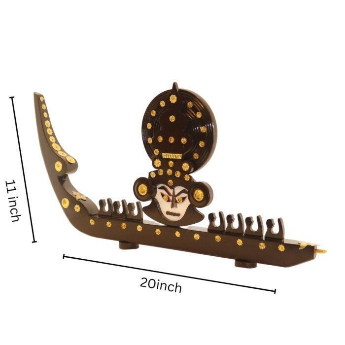 Kerala Snake Boat Miniature with Kathakali Face - Image 2