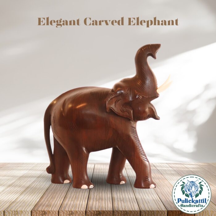 Wooden Trunk-Up Elephant