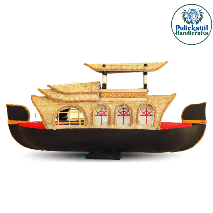 Traditional Kerala Double Decker Houseboat Model | Height 6.5 Inch – Handcrafted Wooden Miniature Kettuvallam - Image 2