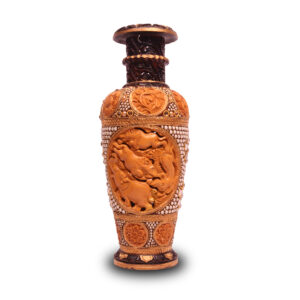 Handcrafted Decorative Wooden Vase with Beaded Work | 14 Inch Height | – Antique Finish (Multicolor)